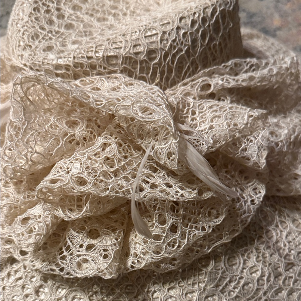 Amazing Wide Brim Bellisima Cream Lace Women's Hat Kentucky Derby Cottagecore - Picture 2 of 7